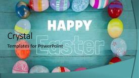  Presentation with teal - Colorful presentation enhanced with easter eggs on teal backdrop and a light blue colored foreground