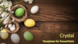  Presentation with easter - Cool new theme with easter eggs on wood background backdrop and a tawny brown colored foreground