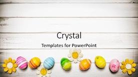  Presentation with easter - Slides enhanced with easter eggs on wooden background background and a white colored foreground