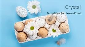 Presentation with greetings - Presentation theme with easter-eggs-pack-and-flowers background and a light blue colored foreground