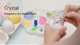  Presentation with egg - PPT theme consisting of easter eggs painted with egg background and a lemonade colored foreground