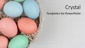  Presentation with data entry copy paste virtual assistant - Cool new theme with easter eggs pastel dyed eggs backdrop and a light gray colored foreground