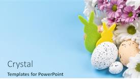  Presentation with blue flower - Presentation having easter-eggs-rabbit-decor background and a sky blue colored foreground