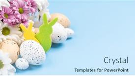  Presentation with blue flower - Slides with easter-eggs-rabbit-decor background and a sky blue colored foreground