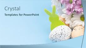  Presentation with blue flower - Slide deck with easter-eggs-rabbit-decor background and a sky blue colored foreground