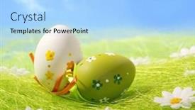  Presentation with blue sky - Amazing slides having easter-eggs-sitting-on-grass backdrop and a light blue colored foreground
