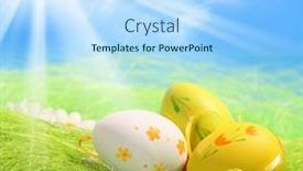  Presentation with sky blue - Beautiful presentation featuring easter-eggs-sitting-on-grass backdrop and a light blue colored foreground