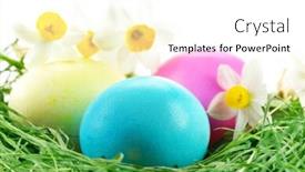  Presentation with easter - Presentation design having easter-eggs-sitting-on-grass and a white colored foreground
