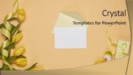  Presentation with gift card envelope - Amazing slide deck having easter eggs spring tulips flower backdrop and a lemonade colored foreground