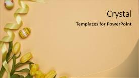  Presentation with horticulture spring easter - PPT theme consisting of easter eggs spring tulips flower background and a  colored foreground