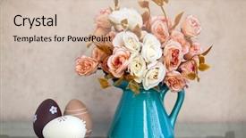  Presentation with floral pastel colors - Presentation theme consisting of blue floral vintage - easter and spring background background and a lemonade colored foreground