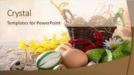  Presentation with eggs egg carton egg box - Amazing presentation design having easter eggs with brown basket backdrop and a  colored foreground