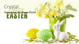 Presentation with bunch - PPT theme consisting of easter-eggs-with-bunch-spring background and a blonde colored foreground