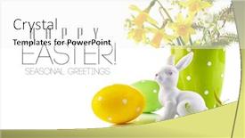  Presentation with bunch - Beautiful PPT theme featuring easter-eggs-with-bunch-spring backdrop and a white colored foreground