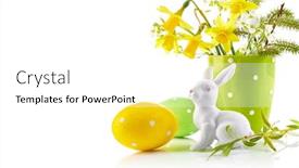  Presentation with narcissus - PPT theme having easter-eggs-with-bunch-spring background and a white colored foreground