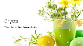  Presentation with narcissus - Beautiful PPT layouts featuring easter-eggs-with-bunch-spring backdrop and a white colored foreground