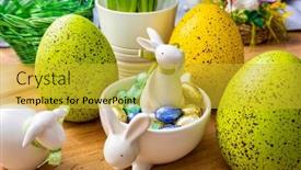  Presentation with easter - Presentation consisting of easter-eggs-with-bunnies background and a yellow colored foreground