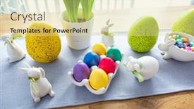  Presentation with easter - PPT theme with easter-eggs-with-bunnies background and a blonde colored foreground