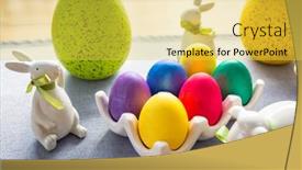  Presentation with easter - Colorful presentation design enhanced with easter-eggs-with-bunnies backdrop and a yellow colored foreground