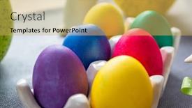  Presentation with easter - Cool new PPT theme with easter-eggs-with-bunnies backdrop and a yellow colored foreground