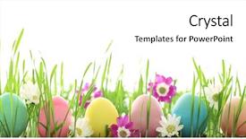  Presentation with fresh toast sandwiches egg - Beautiful slide deck featuring easter eggs with daisy flower backdrop and a white colored foreground