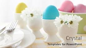  Presentation with daisy - Colorful PPT layouts enhanced with easter-eggs-with-daisy backdrop and a soft green colored foreground