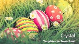  Presentation with flower vintage - Presentation design consisting of easter eggs with flower background and a ocean colored foreground