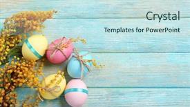  Presentation with christian easter - Audience pleasing presentation theme consisting of easter eggs with mimosa flowers backdrop and a sky blue colored foreground