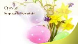 Presentation with festive - Slide deck featuring easter-eggs-with-spring-flowers background and a cream colored foreground