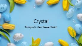  Presentation with blue tulip - Cool new presentation design with easter eggs with tulip flower on blue background backdrop and a light blue colored foreground