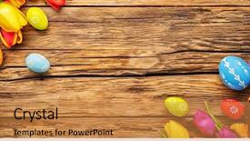  Presentation with tulips - Colorful PPT theme enhanced with easter eggs with tulips backdrop and a gold colored foreground