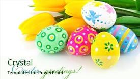  Presentation with white flowers - Slide deck consisting of easter eggs with yellow tulip background and a cream colored foreground