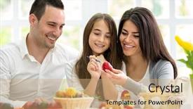 Presentation with decorate - Amazing slide deck having easter family together decorate eggs backdrop and a coral colored foreground
