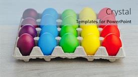  Presentation with multicolor - Presentation having easter-festive-multicolor-eggs-carton background and a light blue colored foreground