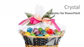  Presentation with easter basket - Theme enhanced with easter-gift-basket-with-multicolor background and a white colored foreground
