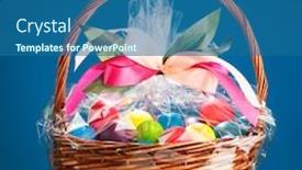  Presentation with multicolor - Presentation with easter-gift-basket-with-multicolor background and a ocean colored foreground