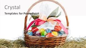  Presentation with multicolor - Cool new theme with easter-gift-basket-with-multicolor backdrop and a white colored foreground