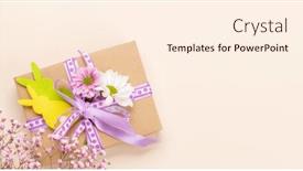  Presentation with greetings - Presentation theme featuring easter-gift-box-and-flowers background and a cream colored foreground