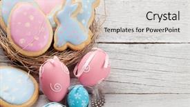  Presentation with gingerbread - PPT layouts consisting of easter gingerbread cookies and eggs background and a light gray colored foreground