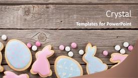  Presentation with gingerbread - Beautiful slide deck featuring easter gingerbread cookies on wooden table rabbits and eggs greeting card top view with space for your greetings backdrop and a gray colored foreground