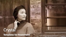  Presentation with wait - Cool new presentation theme with easter girl wait in front of old house backdrop and a tawny brown colored foreground