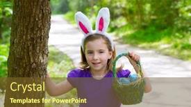  Presentation with easter basket - Audience pleasing presentation consisting of easter girl with eggs basket and funny bunny ears on the forest backdrop and a tawny brown colored foreground
