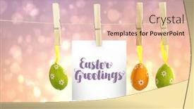  Presentation with light pink - PPT theme having easter greeting against pink abstract light spot design background and a lemonade colored foreground