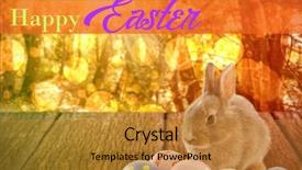  Presentation with tranquil - Presentation theme featuring easter greeting against tranquil autumn scene in forest background and a gold colored foreground