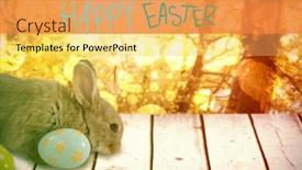  Presentation with tranquil - Presentation theme consisting of easter greeting against tranquil autumn scene in forest background and a yellow colored foreground