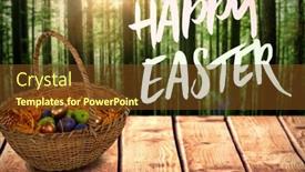  Presentation with tropical forest - Presentation theme consisting of easter greeting against view of tropical forest background and a tawny brown colored foreground