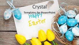  Presentation with yellow wood - PPT theme consisting of easter greeting card with blue background and a mint green colored foreground