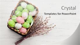  Presentation with easter basket - Audience pleasing slide deck consisting of easter-greeting-card-with-colorful backdrop and a white colored foreground