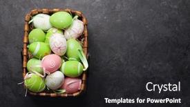  Presentation with easter basket - Audience pleasing PPT layouts consisting of easter-greeting-card-with-colorful backdrop and a dark gray colored foreground