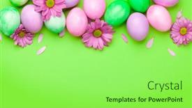  Presentation with greetings - Slide set with easter-greeting-card-with-colorful background and a seafoam green colored foreground
